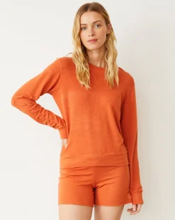 MONROW Supersoft Crew Neck Sweatshirt RUSTORANGE Discount